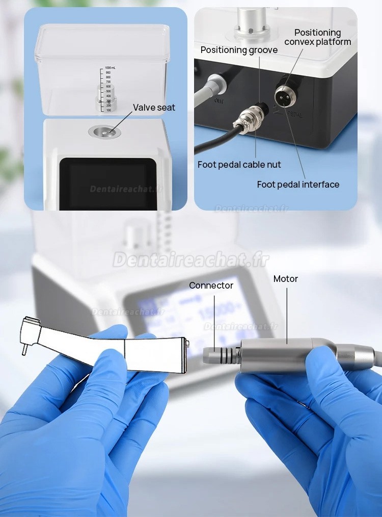 Moteur électrique dentaire sans balais WM-E5 avec lumière LED et système d'alimentation en eau intégré